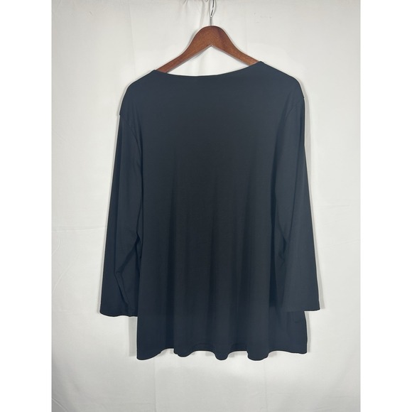 Educe Womens Black Floral Beaded Top Size 3X Stretch Disco Glam Corpcore Femme - Picture 2 of 10